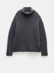 Hush Grey Bailey Relaxed Boucle Funnel Jumper - Image 5 of 5