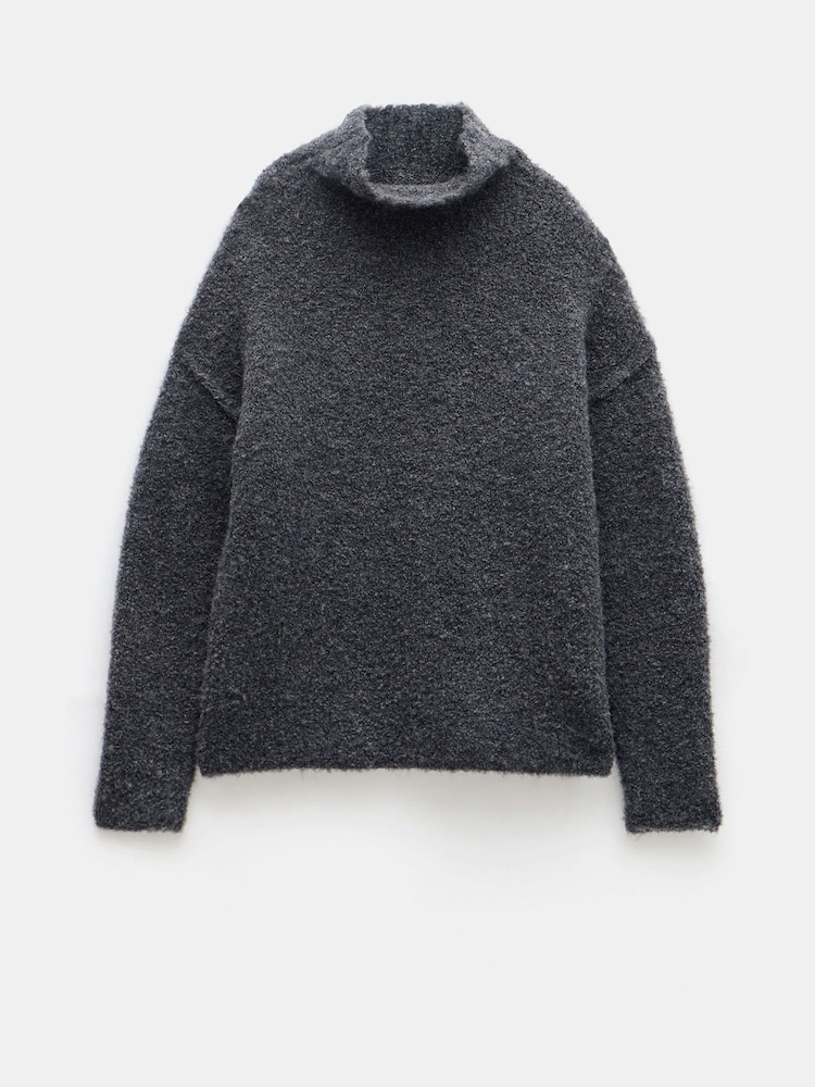 Hush Grey Bailey Relaxed Boucle Funnel Jumper - Image 5 of 5