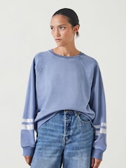 Blau - Hush Gemma Entspanntes Sweatshirt aus 100 % Baumwolle mit Folienstreifen - Bild 1 von 5