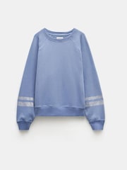 Blau - Hush Gemma Entspanntes Sweatshirt aus 100 % Baumwolle mit Folienstreifen - Bild 5 von 5
