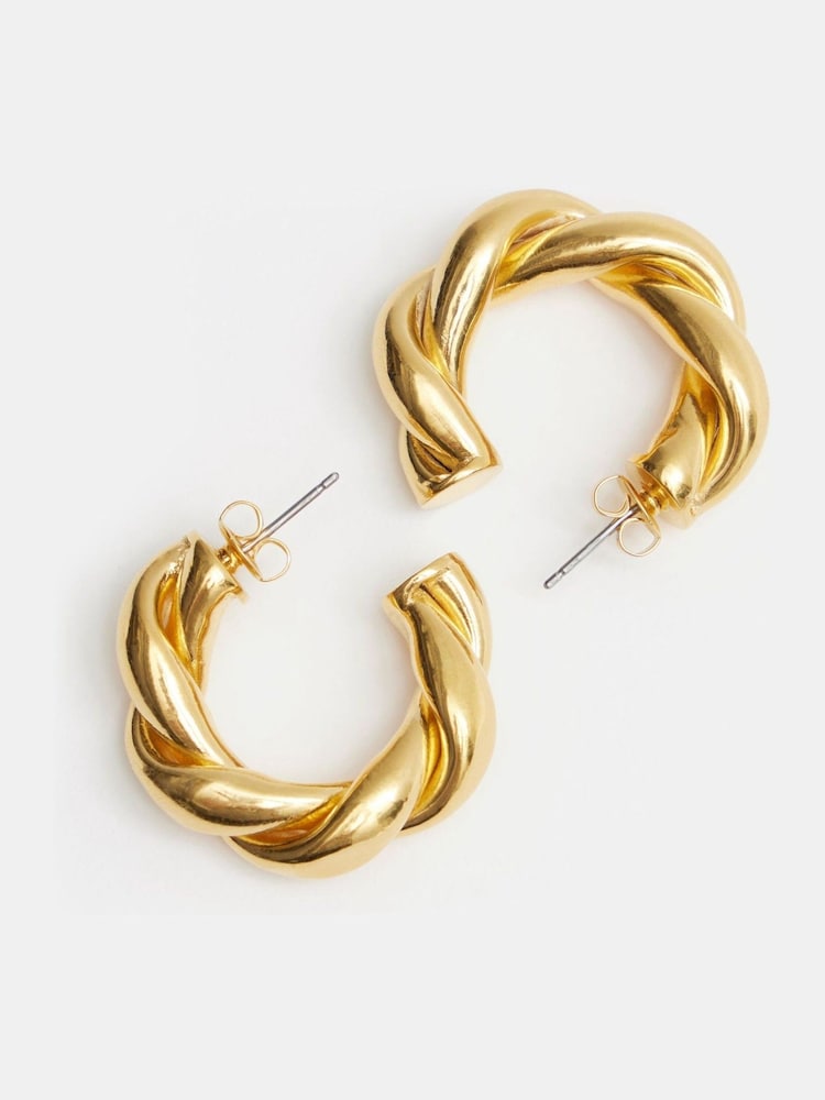 Hush Gold Tone Twist Hoop Earrings - Image 2 of 4