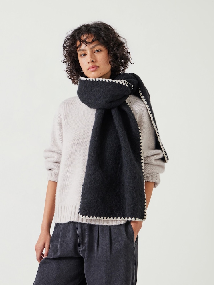 Hush Black Blanket Stitch Scarf - Image 1 of 5