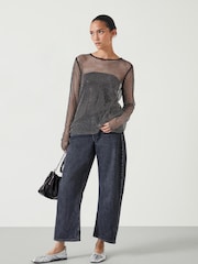 Hush Black Una Sparkle Long Sleeve Top - Image 2 of 4