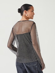 Hush Black Una Sparkle Long Sleeve Top - Image 3 of 4