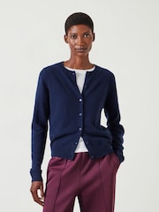 Hush Blue Slim Daphne Cashmere Button Through Cardigan - Image 1 of 5