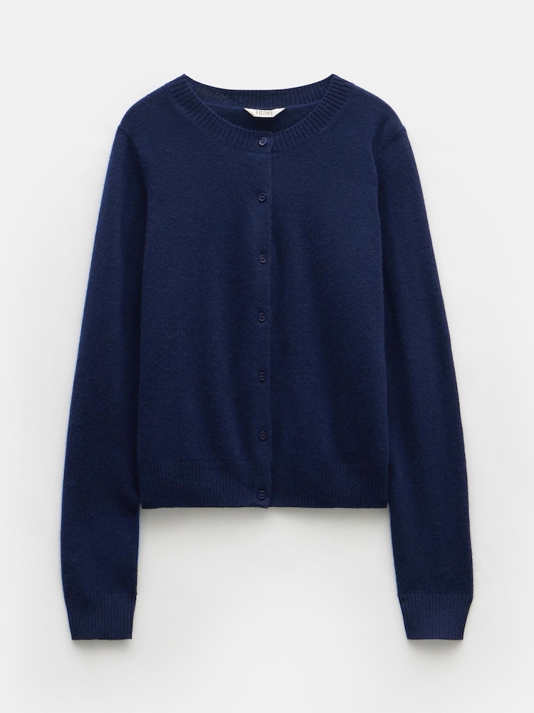 Hush Blue Slim Daphne Cashmere Button Through Cardigan - Image 5 of 5