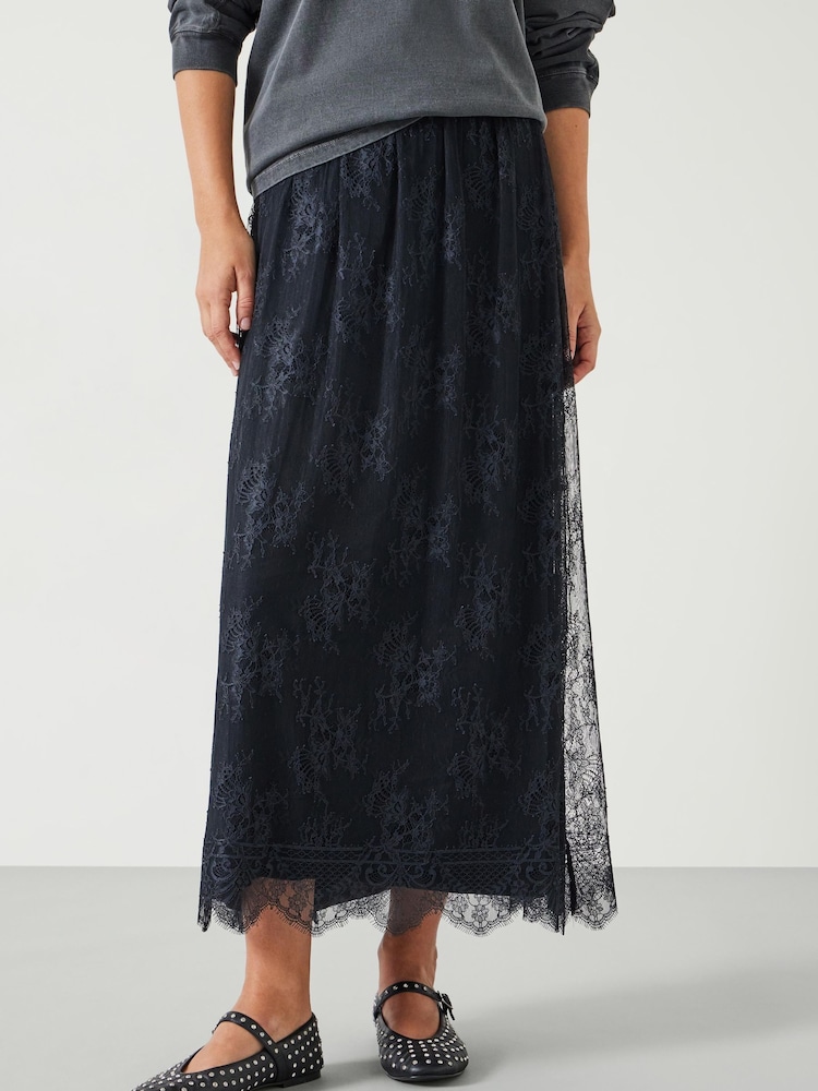 Hush Blue Claudia Lace Pleated Maxi Skirt - Image 2 of 5