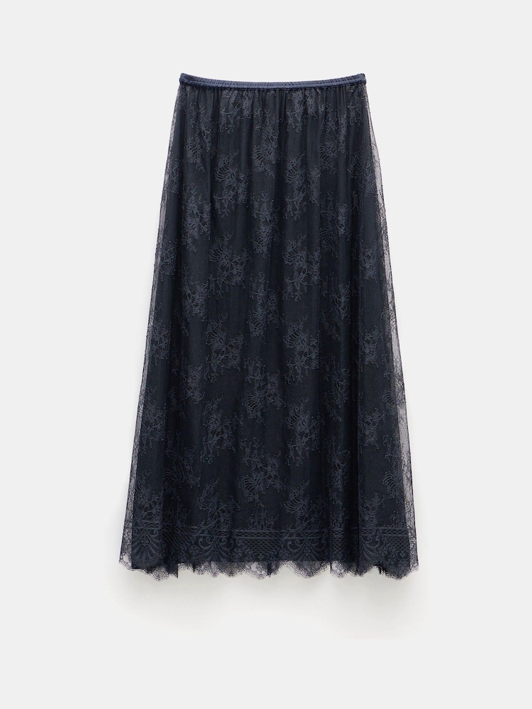 Hush Blue Claudia Lace Pleated Maxi Skirt - Image 5 of 5