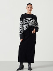Hush Black Kelsey Relaxed Fairisle Knitted Jumper - Image 2 of 5