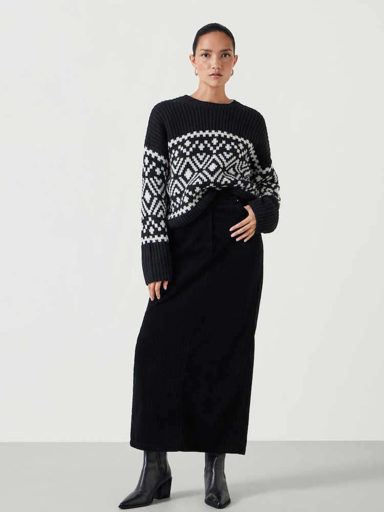 Hush Black Kelsey Relaxed Fairisle Knitted Jumper - Image 2 of 5