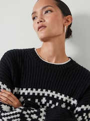 Hush Black Kelsey Relaxed Fairisle Knitted Jumper - Image 4 of 5