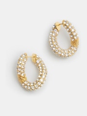 Hush Gold Tone Large Pia Pave Twist Hoop Earrings - Image 1 of 4