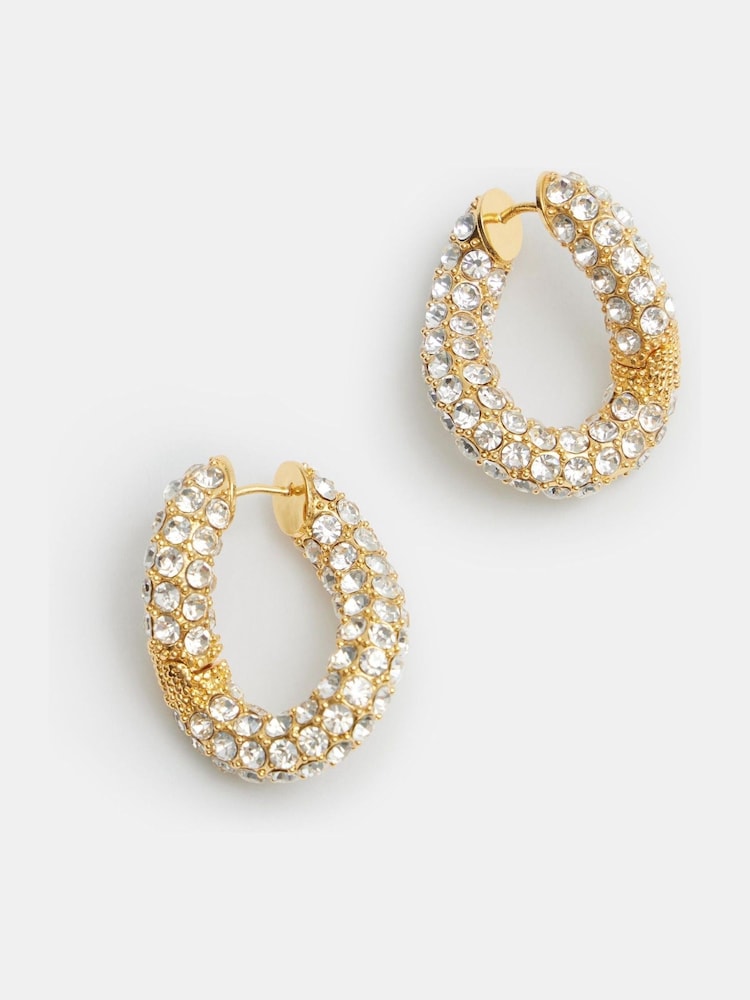 Hush Gold Tone Large Pia Pave Twist Hoop Earrings - Image 1 of 4