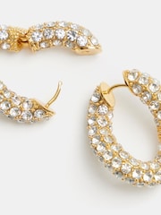 Hush Gold Tone Large Pia Pave Twist Hoop Earrings - Image 2 of 4