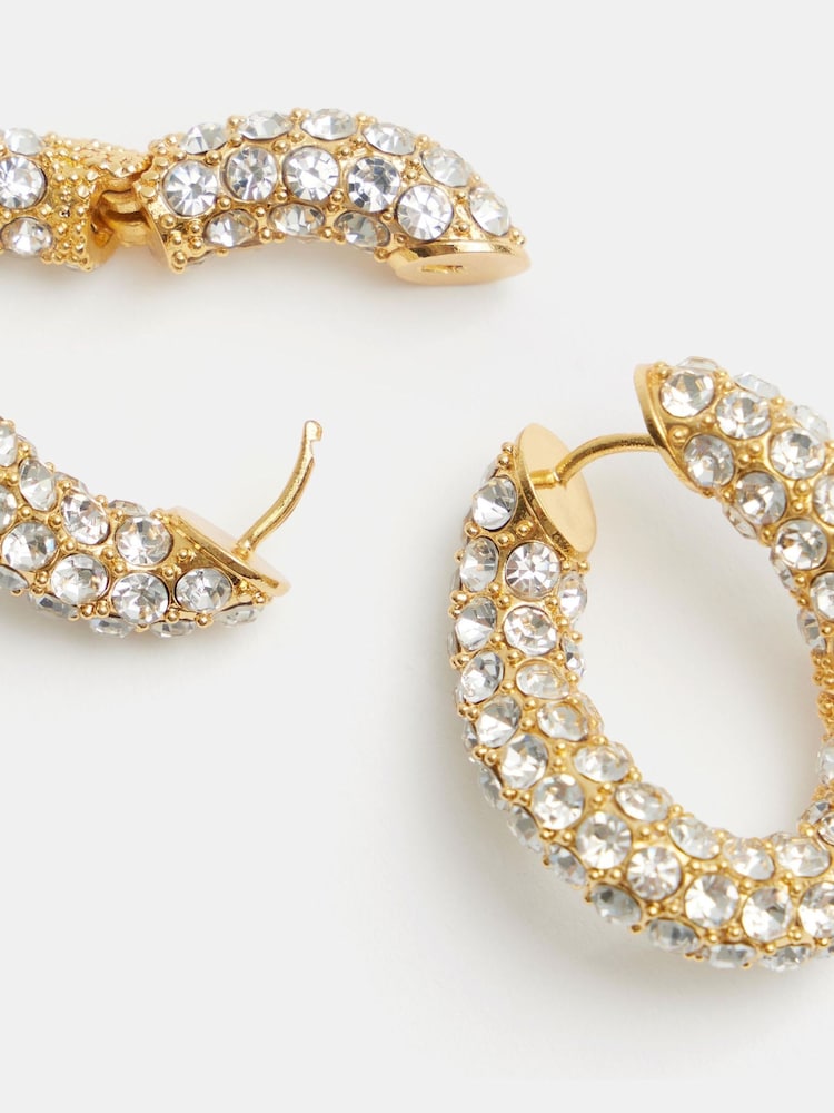 Hush Gold Tone Large Pia Pave Twist Hoop Earrings - Image 2 of 4