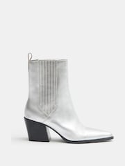 Hush Silver Western Leather Chelsea Boots - Image 3 of 6