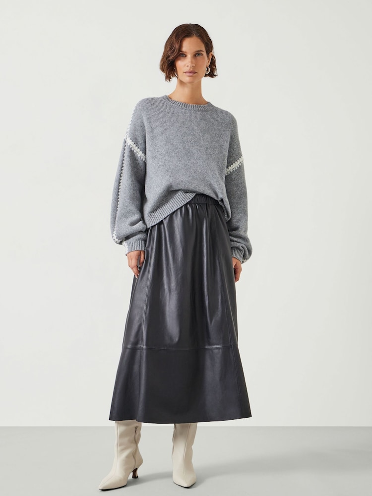 Hush Grey Whitney Relaxed Wool Blend Stitch Detail Jumper - Image 2 of 5