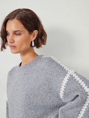Hush Grey Whitney Relaxed Wool Blend Stitch Detail Jumper - Image 4 of 5
