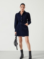 Hush Blue Mariella Corduroy Mini 100% Cotton Dress - Image 1 of 5