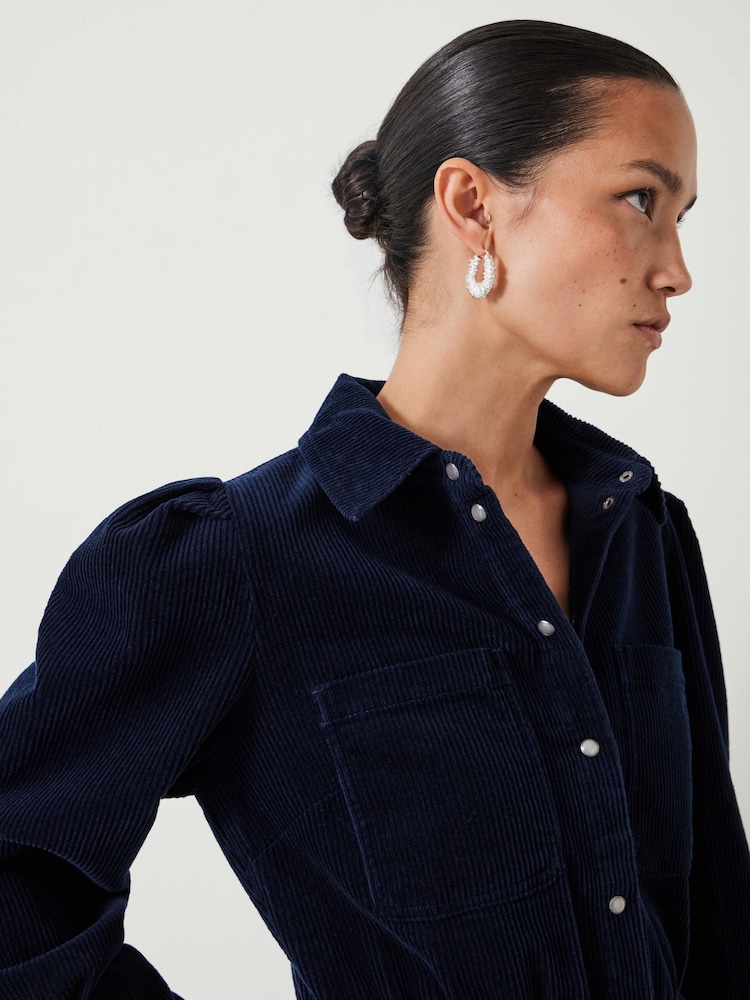 Hush Blue Mariella Corduroy Mini 100% Cotton Dress - Image 1 of 6