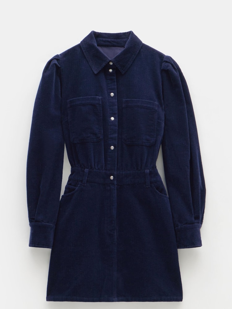 Hush Blue Mariella Corduroy Mini 100% Cotton Dress - Image 5 of 5