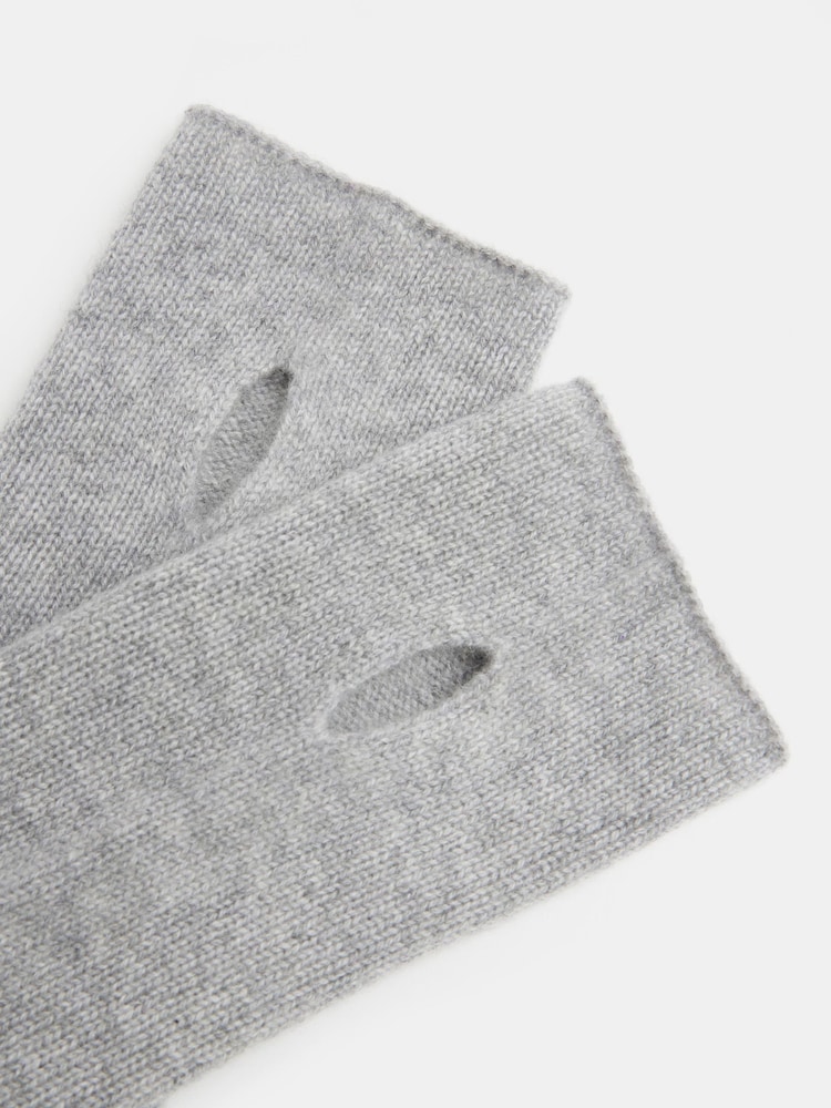 Hush Grey Winter Cashmere Fingerless Gloves - Image 2 of 3