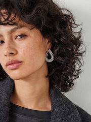 Hush Silver Tone Large Pia Pave Twist Hoop Earrings - Image 5 of 6