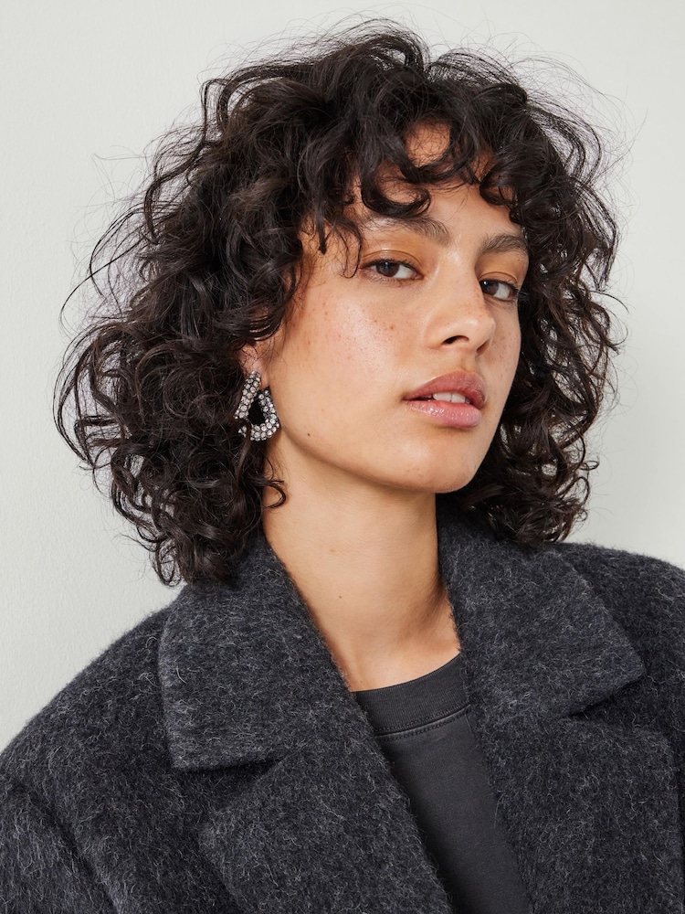 Hush Silver Tone Large Pia Pave Twist Hoop Earrings - Image 6 of 6 Hush Silver Tone Large Pia Pave Twist Hoop Earrings - Image 6 of 6