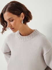 Hush Natural Cora Chunky Cashmere Crew Jumper - Image 1 of 5