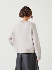 Hush Natural Cora Chunky Cashmere Crew Jumper - Image 3 of 5