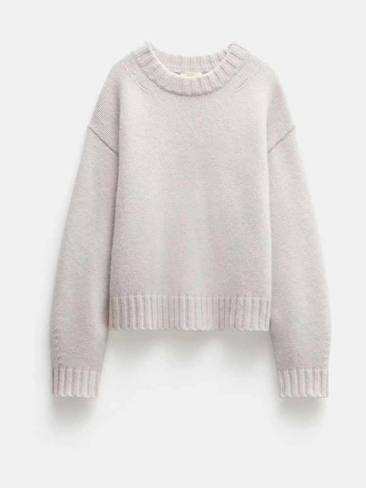 Hush Natural Cora Chunky Cashmere Crew Jumper - Image 5 of 5