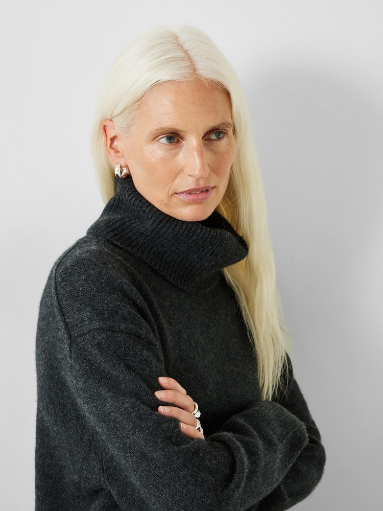 Buy Hush Black Cashmere Chunky Roll Neck Jumper from Next Luxembourg