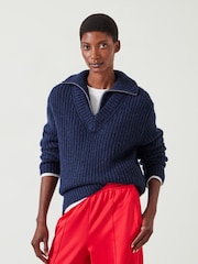 Hush Ella Relaxed Zip V-Neck Jumper - Bild 1 von 5