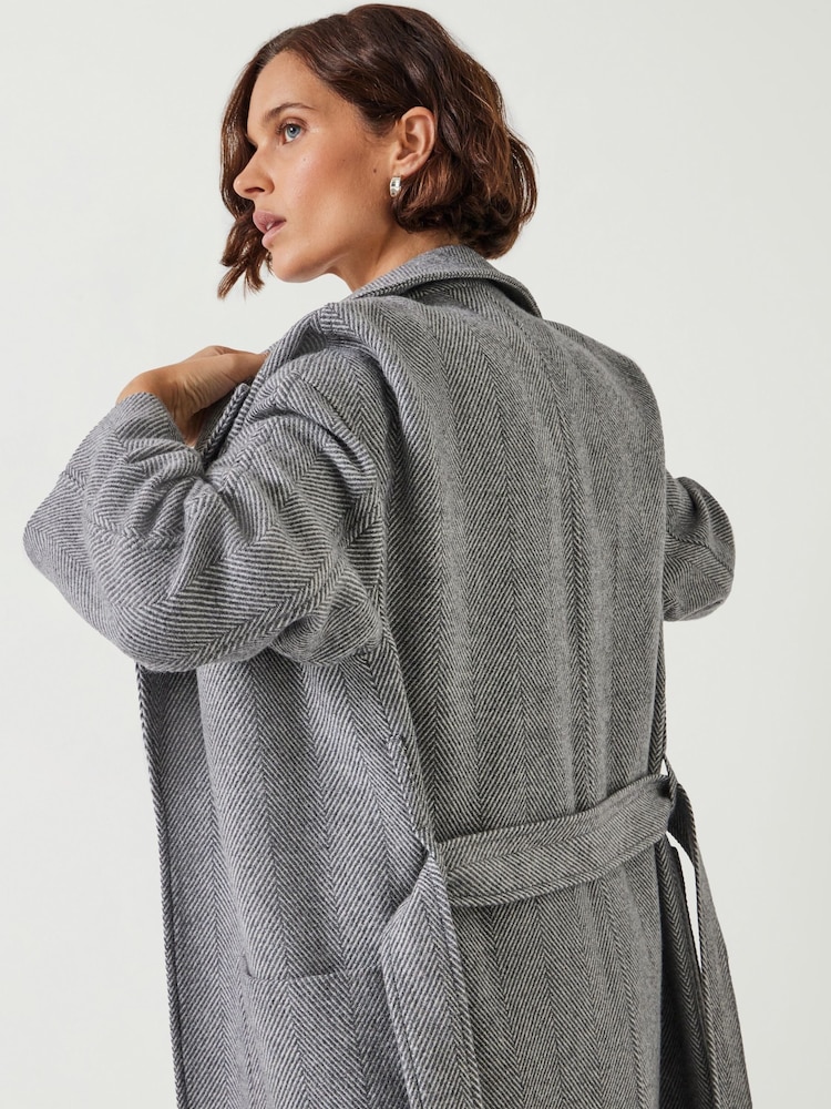 Hush Grey Kaitlin Wool Blend Herringbone Coat - Image 2 of 5