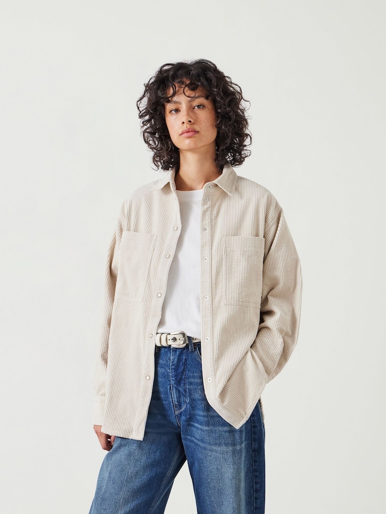 Crema - Hush Oversized Cleo Corduroy 100% Cotton Shirt - Imagen 1 de 5 Crema - Hush Oversized Cleo Corduroy 100% Cotton Shirt - Imagen 1 de 5