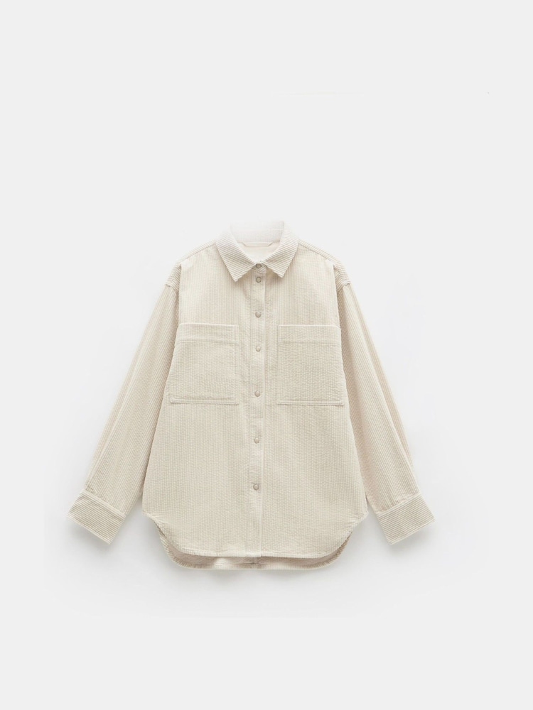 Hush Cream Oversized Cleo Corduroy 100% Cotton Shirt - Image 5 of 5