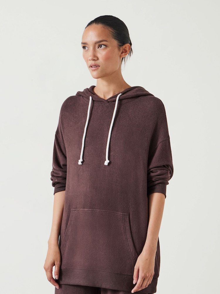 Hush Brown Elle Supersoft Longline Hoodie - Image 1 of 4