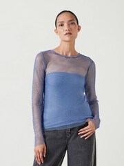 Hush Blue Una Sparkle Long Sleeve Top - Image 1 of 5