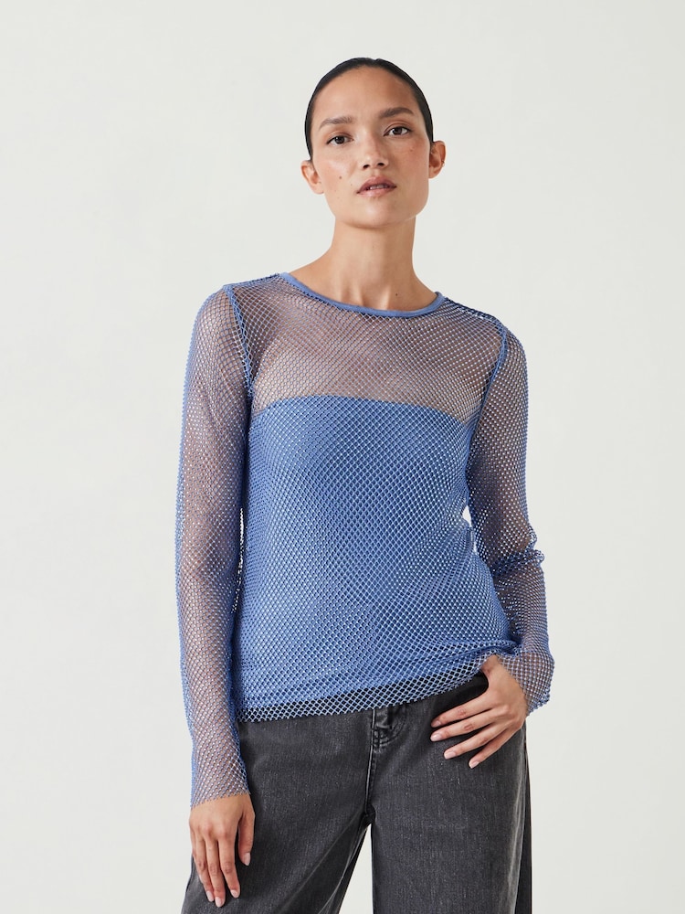 Hush Blue Una Sparkle Long Sleeve Top - Image 1 of 5