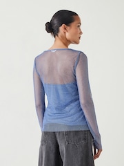 Hush Blue Una Sparkle Long Sleeve Top - Image 3 of 5