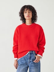 Hush Red Cora Chunky Cashmere Crew Jumper - Image 1 of 5