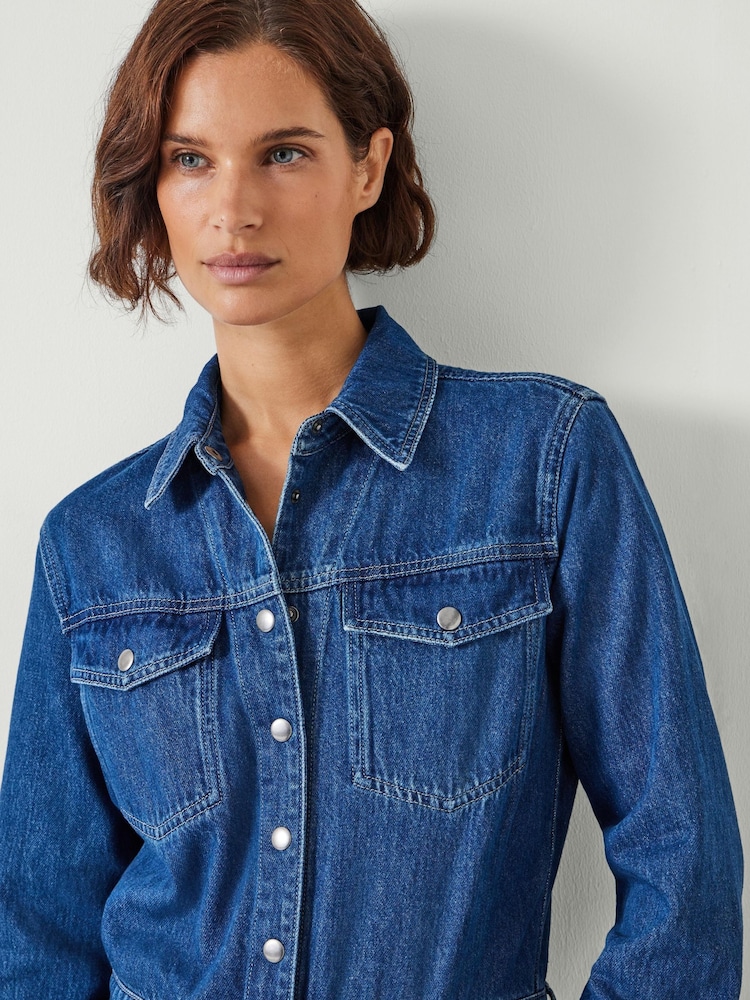 Hush Blue 100% Cotton Shannon Barrel Leg Denim Jumpsuit - Image 4 of 5