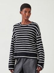 Hush Black Casey Striped Wool Blend Jumper - Image 1 of 5