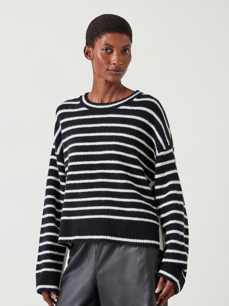 Hush Black Casey Striped Wool Blend Jumper - Image 1 of 5
