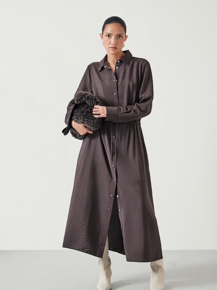 Hush Brown Martina Midi Shirt Dress - Image 1 of 5