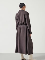 Hush Brown Martina Midi Shirt Dress - Image 3 of 5