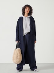 Hush Blue Kaitlin Relaxed Wool Blend Herringbone Coat - Image 1 of 6