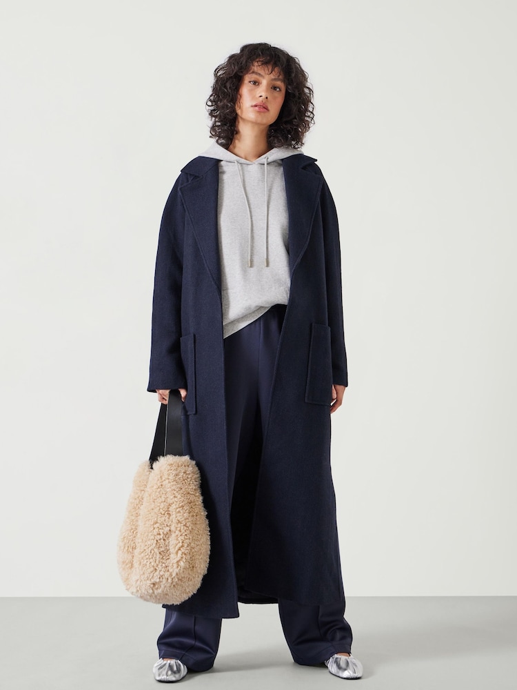Hush Blue Kaitlin Relaxed Wool Blend Herringbone Coat - Image 1 of 6