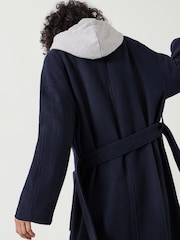Hush Blue Kaitlin Relaxed Wool Blend Herringbone Coat - Image 2 of 6