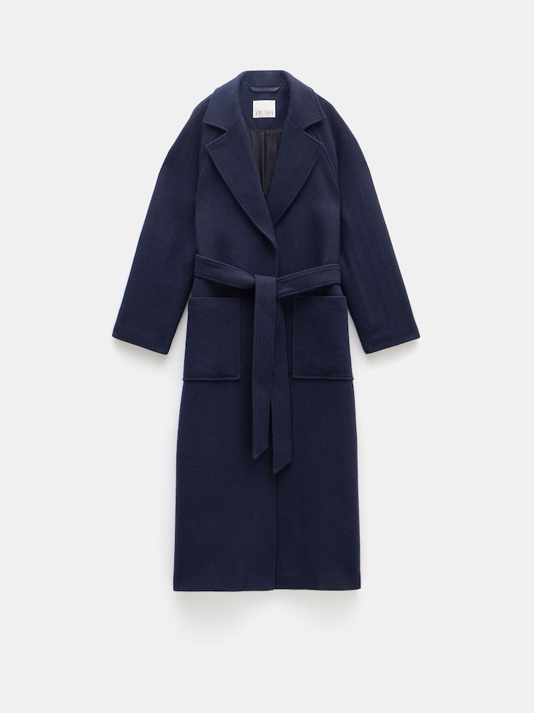 Hush Blue Kaitlin Relaxed Wool Blend Herringbone Coat - Image 6 of 6